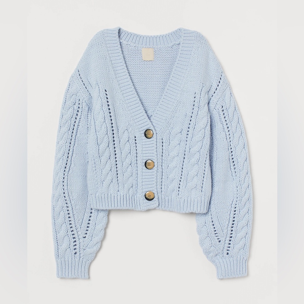 H&M Sky Blue Cable Knit Cardigan